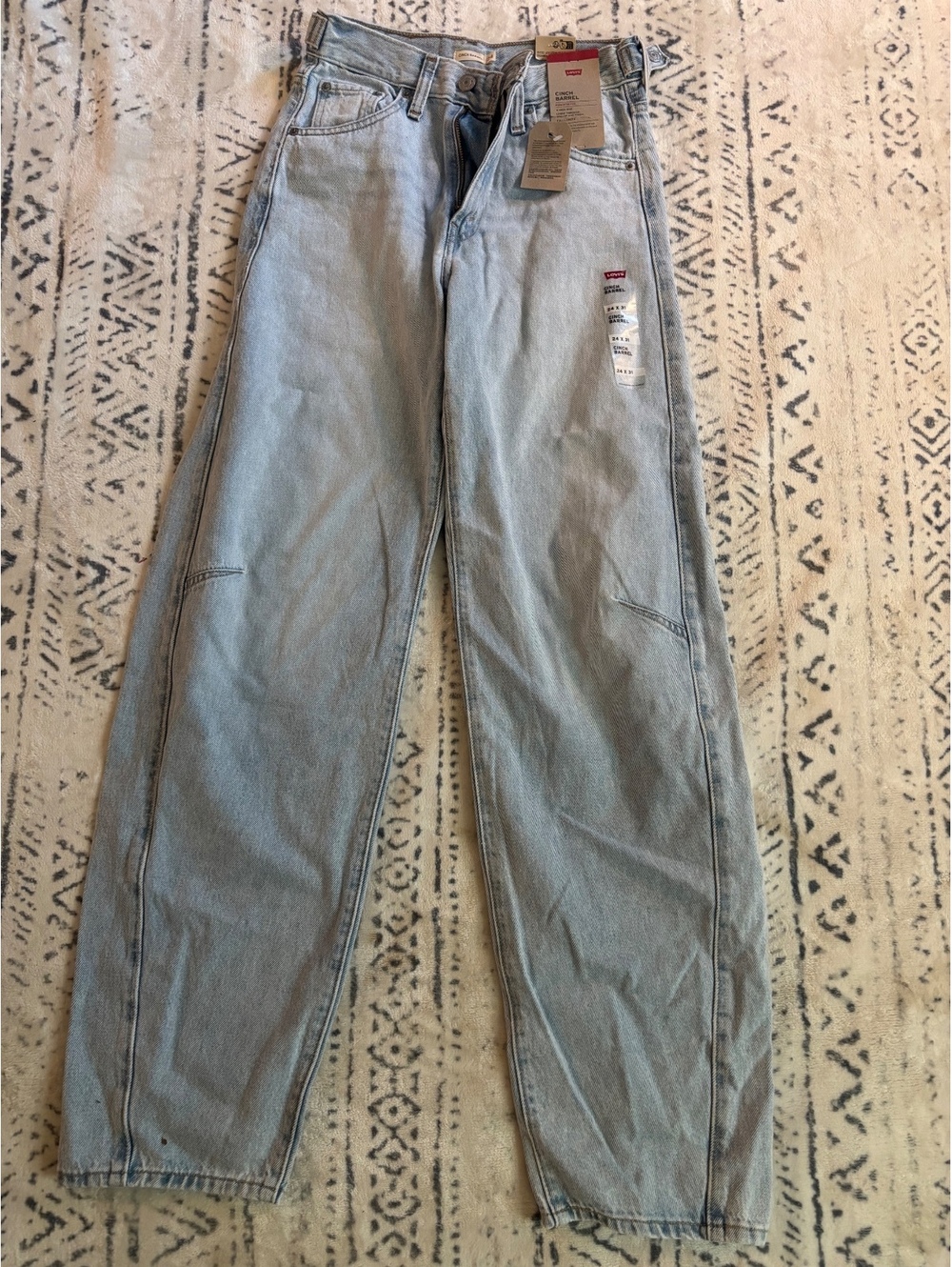 Levi's Cinch Barrel High Rise Loose Fit Jeans Size 24 Light Blue
